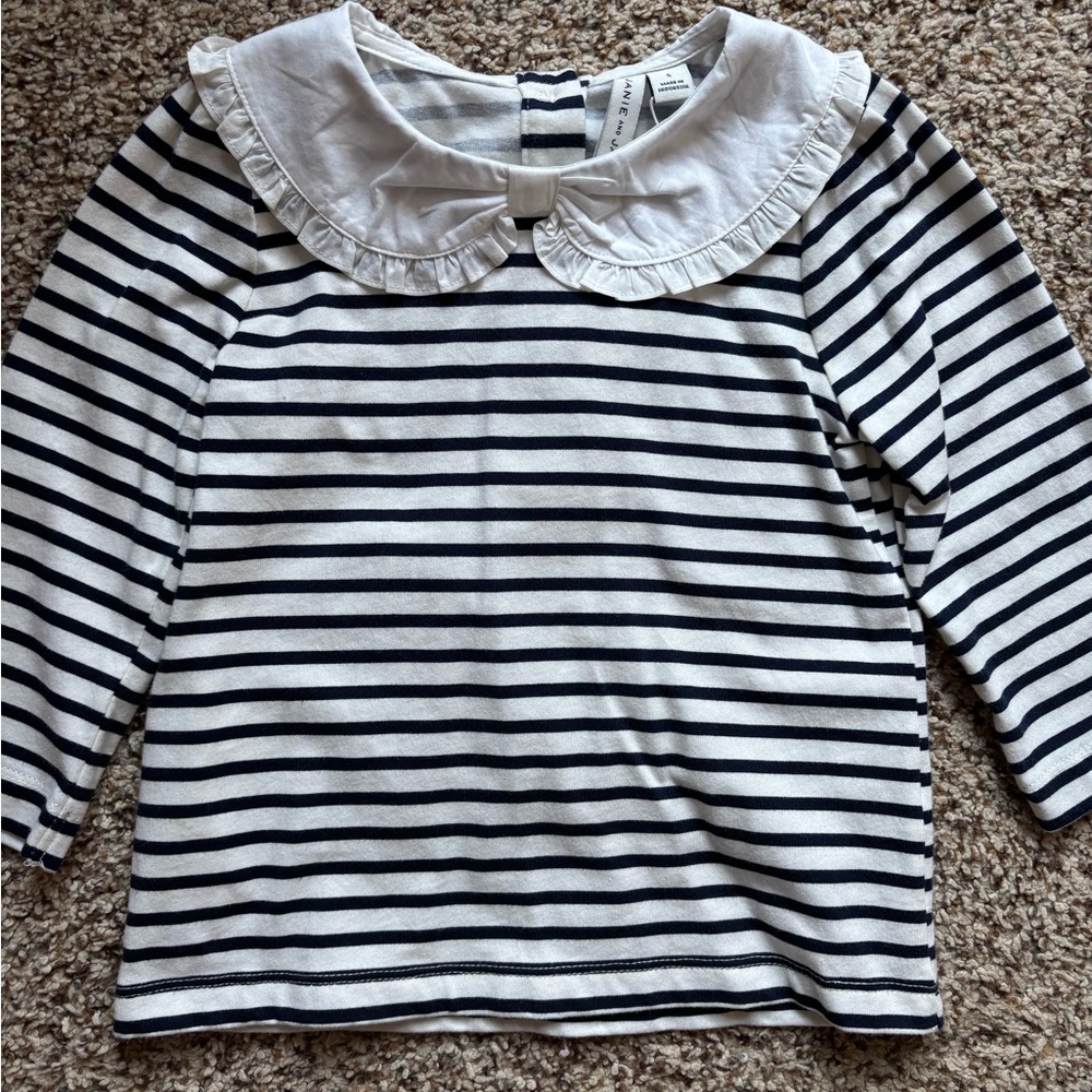 Janie and Jack Striped shirt with Peter Pan Collar